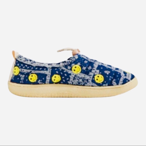 Urban Outfitters Smiley Face Emoji Hard-sole Slippers Canvas Shoes Unisex NEW - Picture 2 of 5